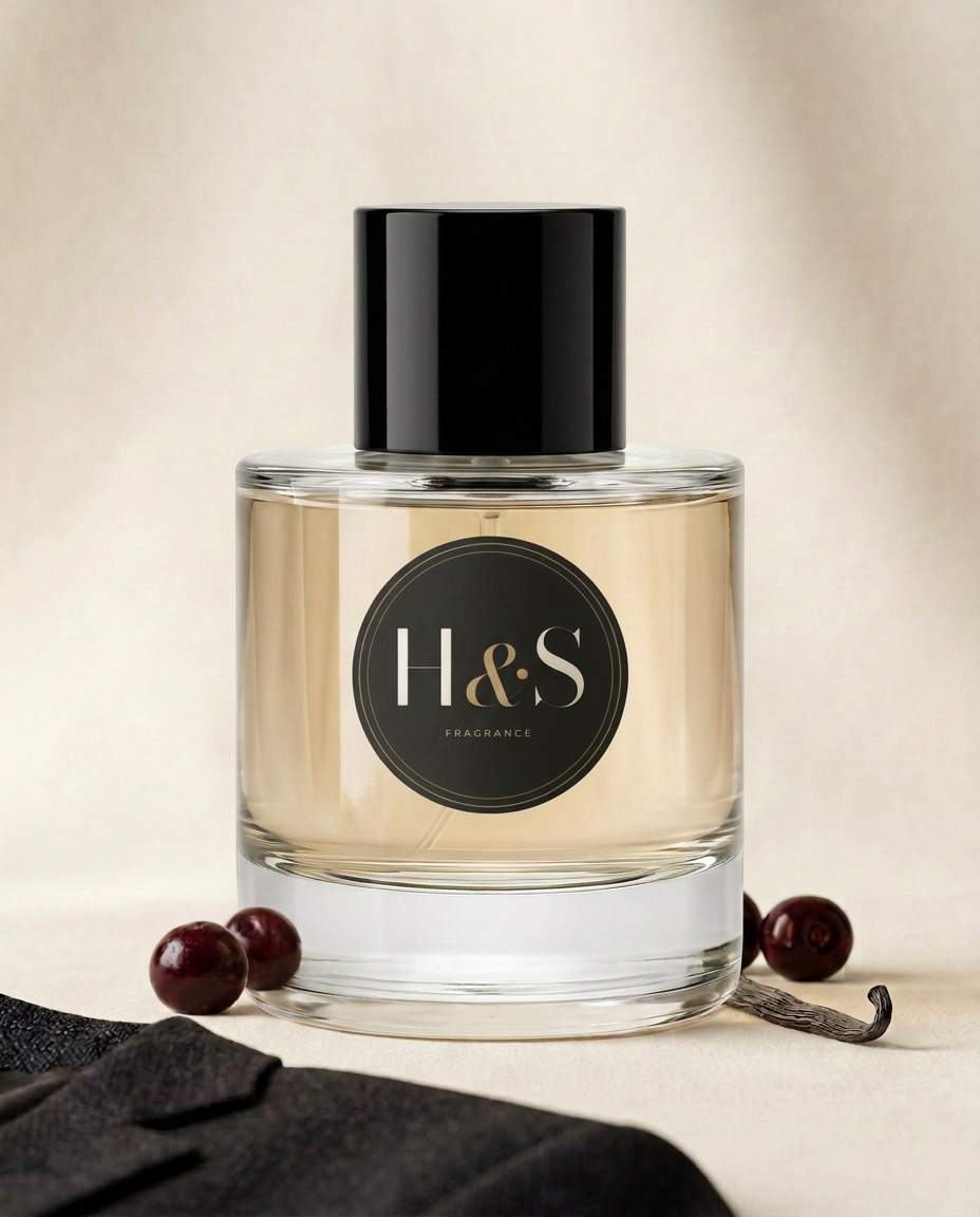 Heid & Seak Borrowed Jacket perfume bottle with the dark circular H&S label